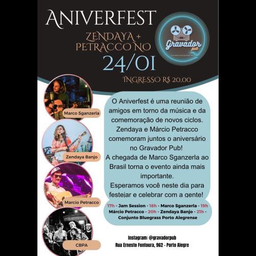 Aniverfest Bluegrass Gest Petracco, Zendaya, Zganzerla, Conjunto Bluegrass Portoalegrense